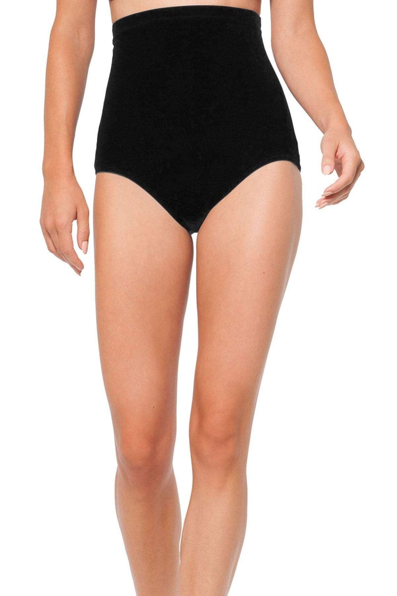 Anne Cole Women's Color Blast Solids Super High Waist Shape Control Bikini Bottom, Black, Large - Image 3